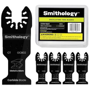 Smithology Carbide Oscillating Saw Blades &ndash; 5 Pcs Metal Cutting Multi Tool Blades for Hard Metal, Nails, Screws, Carbide Oscillating Tool Blades, SMTOCB02-5