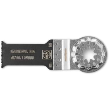 Fein StarLock E-Cut Universal BiMetal Oscillating Saw Blade - Narrow Waisted Shape 1-1/8" Width for Aluminum Profile, Wood, Drywall and Plastics - Fits Most Multitools - 63502222260