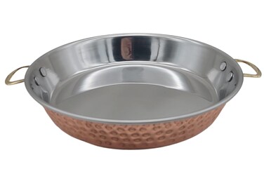 Kenouz - Handmade Hammered Red Copper Omelette Pan with Stainless Steel Core - 8.66 in