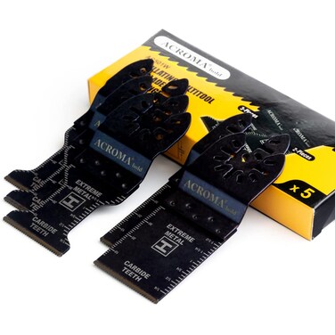 Acroma 5-Piece Carbide Tooth Oscillating Multitool Blades &ndash; 1.0mm Thickness, Ideal for Hardened Metal, Stainless Steel, and Bolts - BMT50005