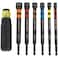 Klein Tools 32950 Ratcheting Impact Rated Hollow Power Nut Driver Set with Handle, Magnetic, Color Coded, 6 SAE Hex Sizes
