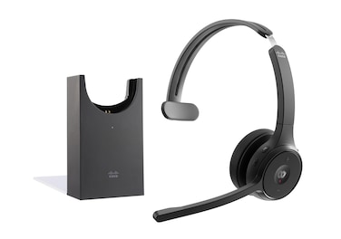 Cisco Headset 721, Wireless Single On-Ear Bluetooth Headphones, Webex Button, USB-A HD Bluetooth Adapter, Soft Case, Charging Stand, Carbon Black, 1-Year Limited Liability Warranty(HS-WL-721-BUNAS-C)