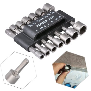 HOHXEN 1/4" 3/16 9/32 inch Hex Power Nut Driver Drill Bit Set Socket Bit Adapter Metric Socket Strong Sleeve for Wrench Screw -14pcs