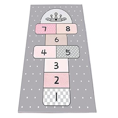 Hopscotch Mat 31"x 63", Hop and Count Game Rug with Cute Star Design, Non-Slip Kids Play Mat, Soft Floor Area Rug and Carpet for Bedroom, Living Room, Playroom