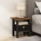 Furinno Tidur Bedside Table Nightstand with Bin Drawer, Amber Pine/Black