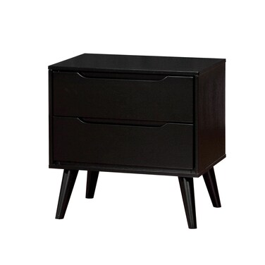 Benjara Benzara Lenard Mid Century Modern Nightstand, Black,
