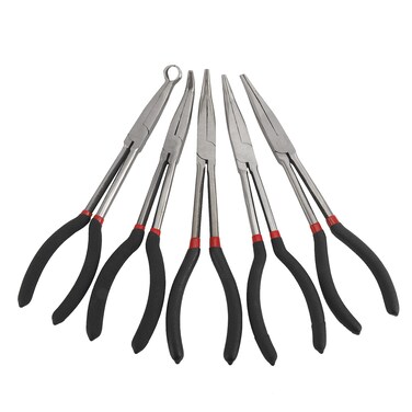HYDDNice 5PCS Long Needle Nose Pliers Set 45/90-Degree Angle, Straight,Curved Pliers,O-Shape Clamp Long Nose Pliers
