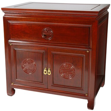 Red Lantern Bedside Cabinet, 22 in x 14 in x 22 in, Cherry Rosewood