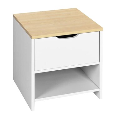 Homy Casa Inc 19.7'' Tall 1 - Drawer Nightstand in White/Beige
