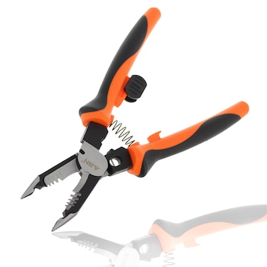 ABN Needle Nose Pliers Set 8-Inch 1pk - Ergonomic Multi-Use Wire Stripper - Wire Crimper Cutter Stripper Tool 10-18 AWG