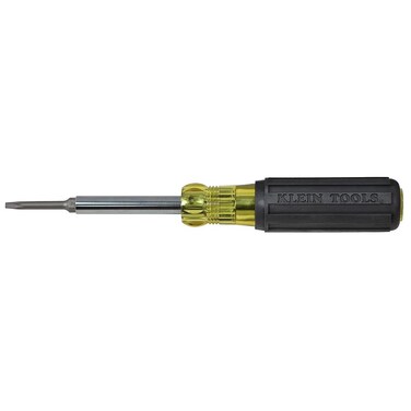 Klein Tools 32560 Multi-Bit Screwdriver / Nut Driver, Extended Reach 6-in-1 Tool with Phillips, Slotted and Square Bits and Nut Drivers