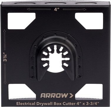 Arrow OSCGB2-1 2 Gang Electrical Box Drywall Cutting Blade for Oscillating Tools, Universal, Fits Most Multitools, Includes Adapter, Makes 4&rdquo; by 3-3/4&rdquo; Hole