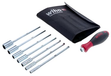 Wiha 28196 Drive-Loc VI Nut Drivers Interchangeable Blade Set in Durable Pouch, 8-Piece