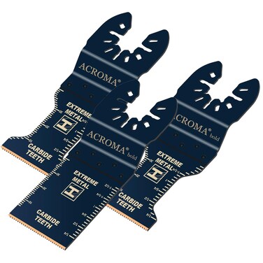Acroma 3-Piece Carbide Tooth Oscillating Multitool Blades, Superb 0.04&rdquo; (1.0mm) Thickness, Built for Hardened Materials - Thick Metal, Stainless Steel etc. BMT50003