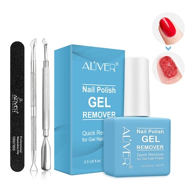 FGHJ Gel Nail Polish Remover,(2Pack)Nail Polish Remover,Removes Soak-Off Gel Polish,Quickly,Clean and Harmless,Easy to Use,Don't Hurt Your Nails-15ml,0.51 Fl Oz