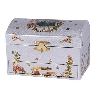 Broadway Gifts Silver and White Fairy Ballerina Swan Lake Music Jewelry Box