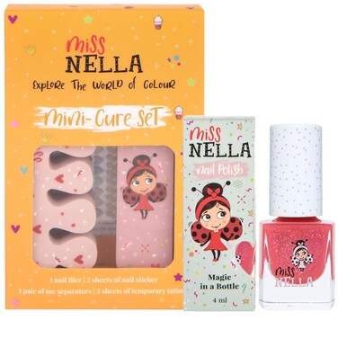 Miss Nella NAIL KIT &amp; NAIL POLISH- Accessories set for kids + Miss Nella Nail Varnish- peel off nail polish, nail stickers, tattoos, nail filer &amp; toe separators- all designed foe children hands &amp; toes
