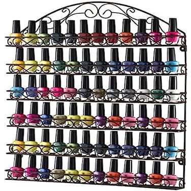 Home-it Large Nail Polish Rack Wall Mounted Metal Nail Polish Organizer, Holds up to 102 Bottles, 20x24 inch Unbreakable Metal Frame (Bronze)