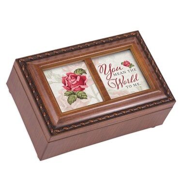 Cottage Garden You Mean The World to Me Woodgrain Rope Petite Music Box Plays That's What Friends are for