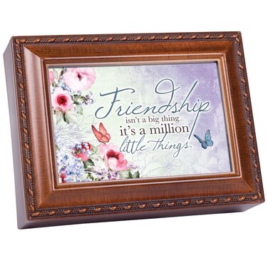 Cottage Garden Friendship Things Woodgrain Rope Trim Music Box Plays That's What Friends are for