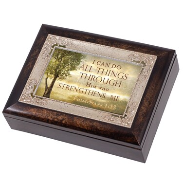 Cottage Garden Him Who Strengthens Me Italian Design Jewelry Music Box Plays Amazing Grace