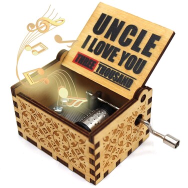 ukebobo Wooden Color Painted Music Box - Uncle I Love You 3000 Music Box, Gift from Nephew or Niece to Uncle, Unique Music Box for Uncle - 1 Set