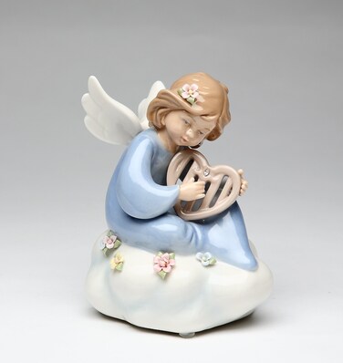 Cosmos Gifts 10372 Porcelain Angel with Harp Musical Figurine