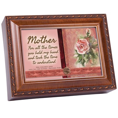 Cottage Garden Mother Woodgrain Music Box/Jewelry Box Plays Amazing Grace