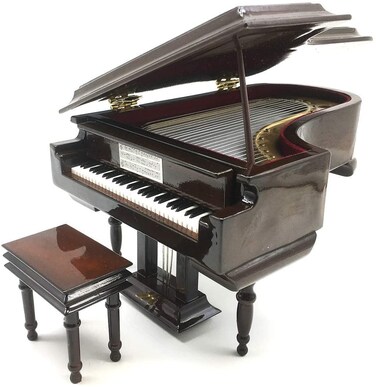 SHTWX Piano Music Box with Bench and Black Case Musical Boxes Gift for Christmas/Birthday/Valentine's Day, Melody For Elise