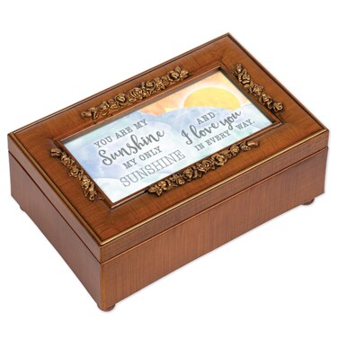 Cottage Garden Love You in Every Way Woodgrain Embossed Jewelry Music Box Plays You are My Sunshine