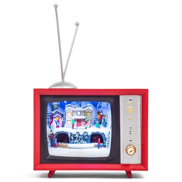 Christmas by Roman Inc., Amusements Collection, 5" H Musical LED TV North ,Lantern, Snow Globe, Holiday Home D&eacute;cor, Santa, Cardinal, Nutcracker, Snowman, Reindeer (4x6x5.25)