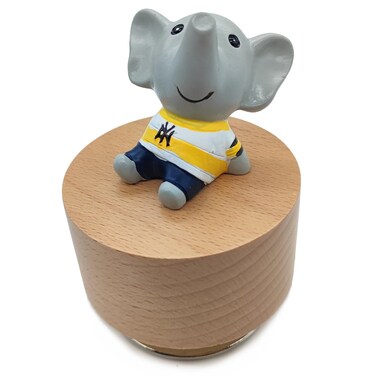 falado Mini Wooden Animal Rotary Music Box with Cute Elephant Ornament (Tune: You are My Sunshine)