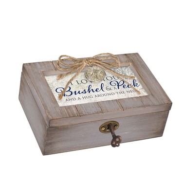 Cottage Garden Love You A Bushel Peck Petite Locket Distressed Grey Music Box Plays Light Up My Life