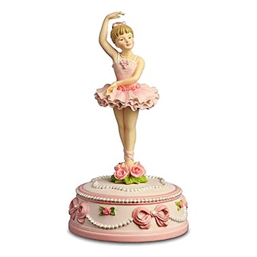 The San Francisco Music Box Company Ballerina and Bows Rotating Musical Figurine