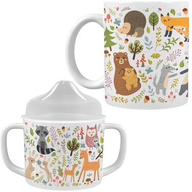 Camp Casual CC-015WC Mommy &amp; Me Mug Set with Sippy Cup - Woodland Critters