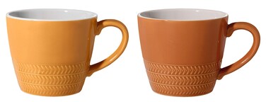 Bloomingville Mugs with handle Hedda, Cups for Coffee and Tea, Set of 2 Styles, Yellow-Orange, Stoneware