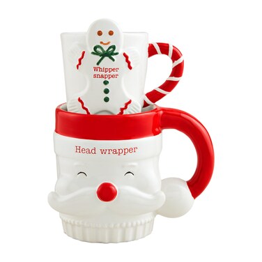 Mud Pie Xmas Big And Little Mug Set