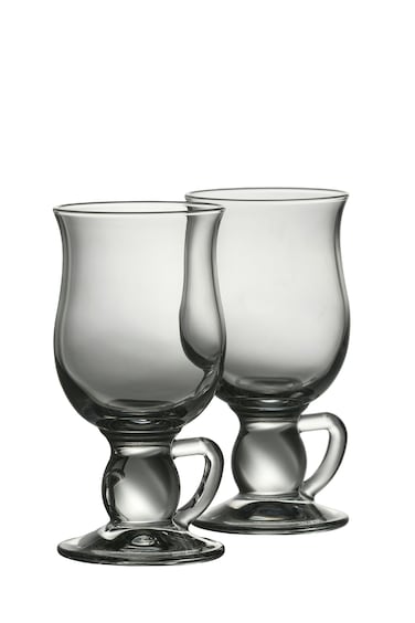 Belleek Pottery Galway Crystal Latte Mugs, 5.7-Inch, Clear, Set of 2