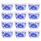 Woonsoon Chinese Handmade Kungfu Tea Cup 60 ml,Bone China Blue and White Tea Cups Set of 12,Ceramic Tea Mugs Without Handles,Best Gift（Lotus）