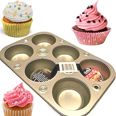 Cooking Concepts Toaster Oven 6-cup Size Metal Muffin/Cupcake Pan, 1 lb