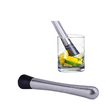 1Pc Silver Muddler for Cocktails Set - 8" Drink Muddler Set Old Fashioned Stainless Steel Cocktail Stirrer for Bars Bartender Accessories Home Bar Tools Set Cocktail Tools