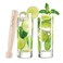Final Touch Premium Mojito Set - Includes 2 Tom Collins Glasses &amp; Wooden Muddler - 10oz Slim Highball Glasses with Thick Base - Complete Cocktail Kit for Perfect Mojitos (FTA1835)