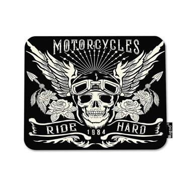 Mugod Tattoo Mouse Pad Motorcycle Skull with Helmet and Wings Decor Gaming Mouse Pad Rectangle Non-Slip Rubber Mousepad for Computers Laptop 7.9x9.5 Inches