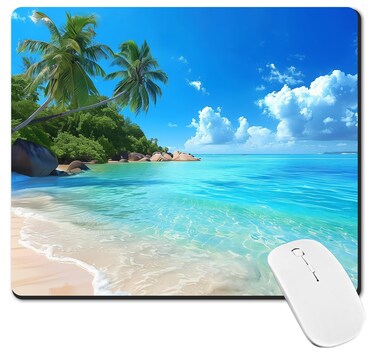 Mouse Pad, Beach Mouse pad Non-Slip Rubber Base Mouse Mat Mousepad Waterproof Gaming Square Mouse Pad for Wireless Mouse, Computers Laptop Home Office (Hawaiian sea)