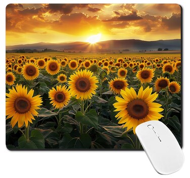 Mouse Pad, Non-Slip Rubber Base Mouse Mat Mousepad Waterproof Gaming Mouse Pad for Wireless Mouse, Computers Laptop Home Office (Sunflower)