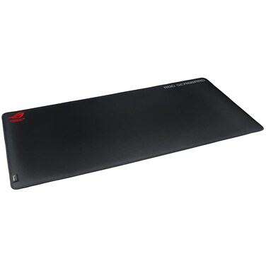 ASUS ROG Scabbard Splash-Proof and Scratch-Resistant Extended Gaming Mouse Pad with Anti-Fray Stitched Edges, Non-Slip ROG Red Rubber Base and Glow-in-The-Dark Lettering