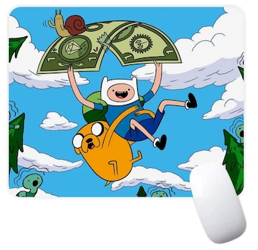 Jake Dog Finn Princess Bubblegum Come Along with Me Adventure Time Cartoon Animated TV Show Non-Slip Mousepad Gaming Computer Mouse Pad Gaming Laptop Mouse Pad with Stitched Edge 7.1 x 8.7 inches