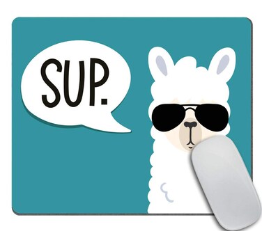 Amcove Sup Llama Mouse Pad Custom, Simple Alpaca Head with Sunglasses Design Customized Rectangle Non-Slip Rubber Mousepad Gaming Mouse Pad