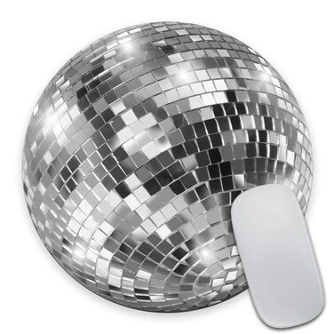 Smooffly Silver Disco Ball Round Mouse Pad Custom, Cute Mouse Pad, Silver Mouse Pad, Disco Coaster Circular Mouse Pads for Computers Laptop