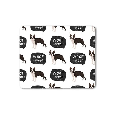 Moslion Dog Mouse Pad Boston Terrier with Hand Drawn B Woof Cute Cartoon Animal Gaming Mouse Mat Non-Slip Rubber Base Thick Mousepad for Laptop Computer PC 9.5x7.9 Inch